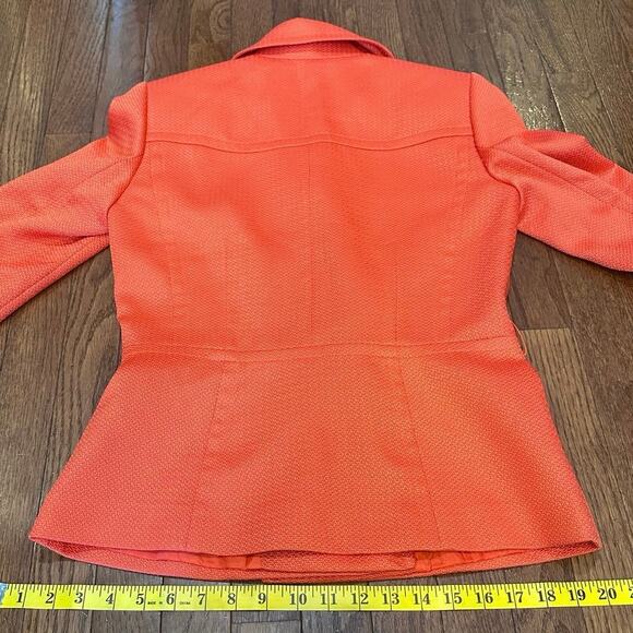 Tahari ASL Double Breasted Blazer w/ Belted Cuffs & Gold Buttons Orange Red SZ.4 - Picture 10 of 16